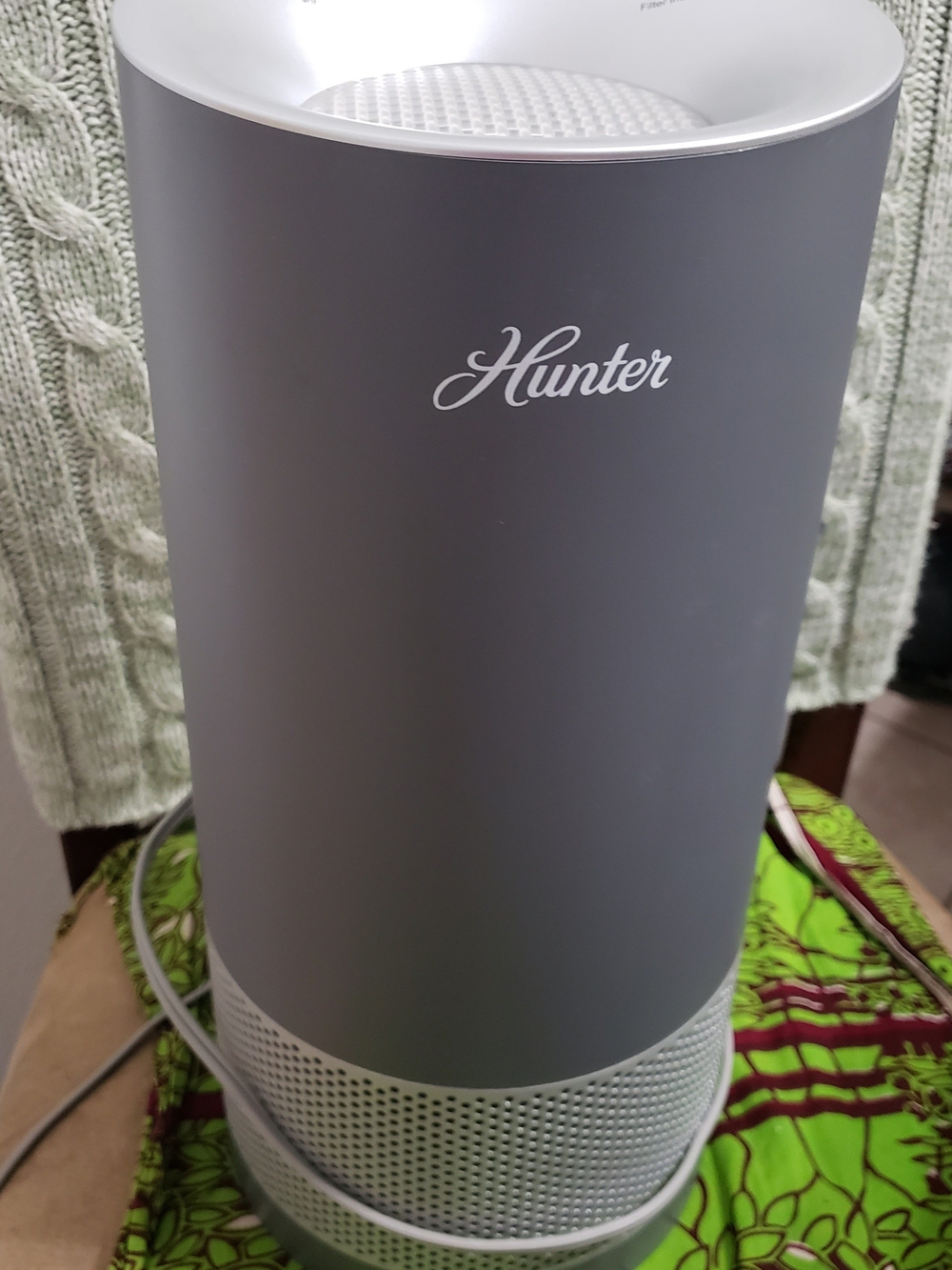 Hunter Gray Air Purifier - Compact Home Dining Air Cleaner